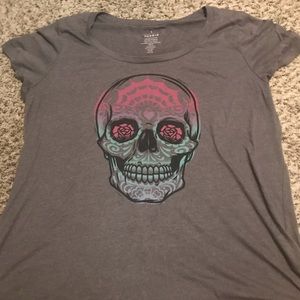 Torrid Grey Colorful Skull Tee Shirt